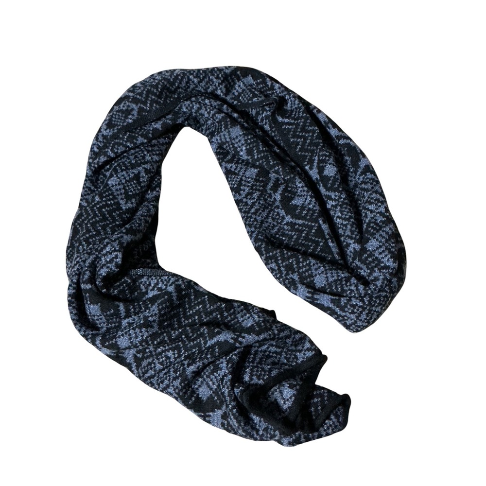 Kuna Geometric Luxury Baby Alpaca Blend Scarf Unisex OS Blue Black Soft Winter